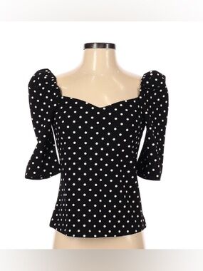 H&M Black Polka Dot Puff Sleeve Top | NWT